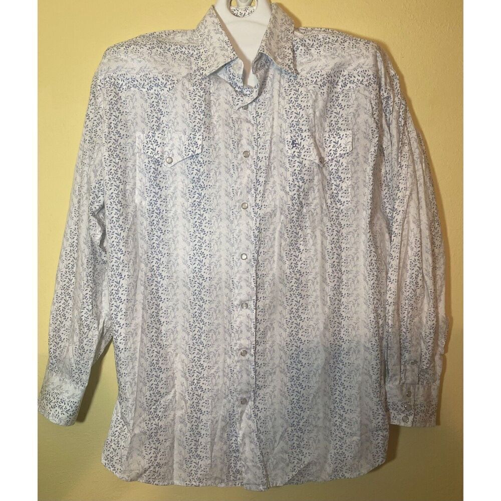 Stetson Pearl Snap Western Button Up Shirt Mens XXL Cotton White Long Sleeve